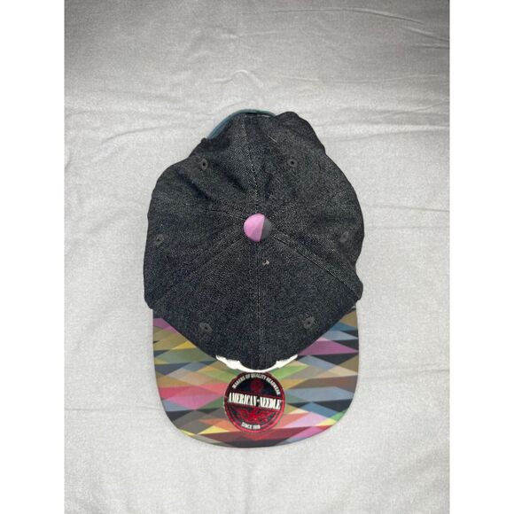 "American Needle Denim Snapback Hat with Multicolor Brim - NY Yankees Logo" - Picture 1 of 4